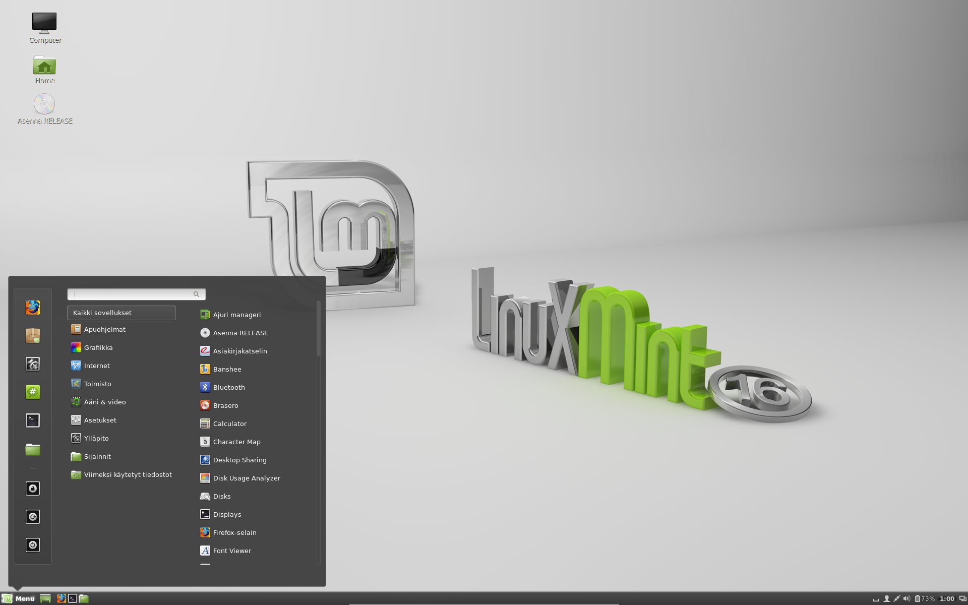 galleryimage:Linux Mint 16Cinnamon-työpöydällä.