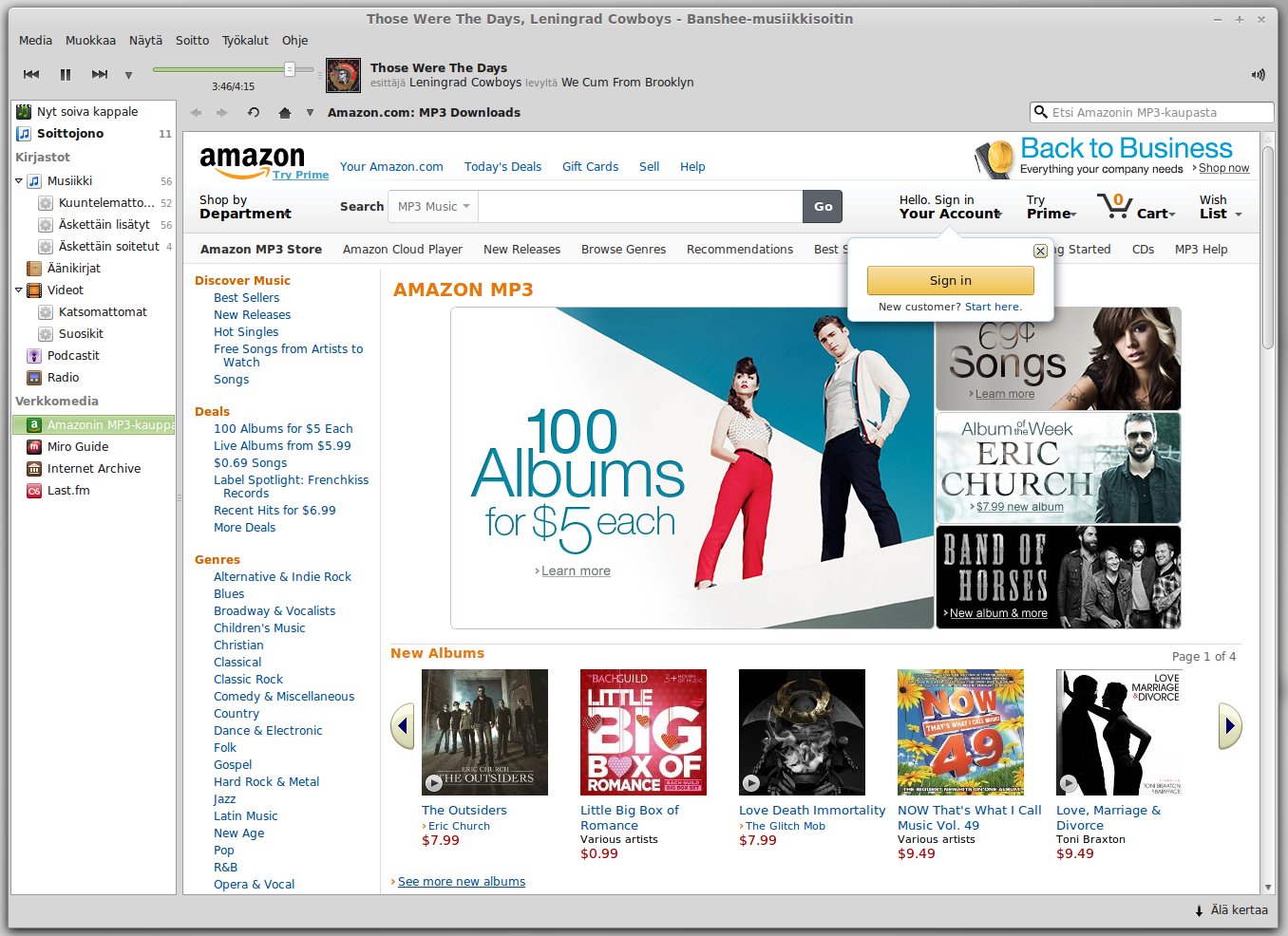 galleryimage:Amazonin mp3-kaupassa voi asioida suoraanBansheella.