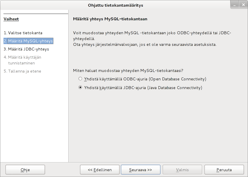 galleryimage:Linuxissa JDBC MySQL-yhteyksiinetäpalvelimeen