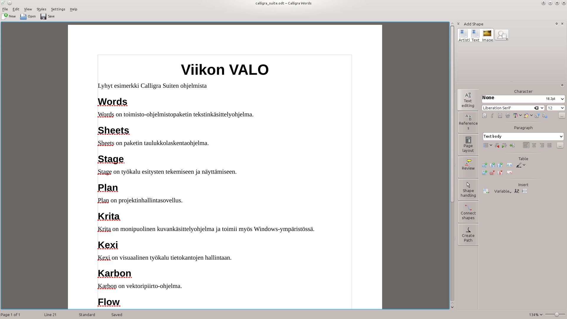 galleryimage:Words-tekstinkäsittelyohjelma
