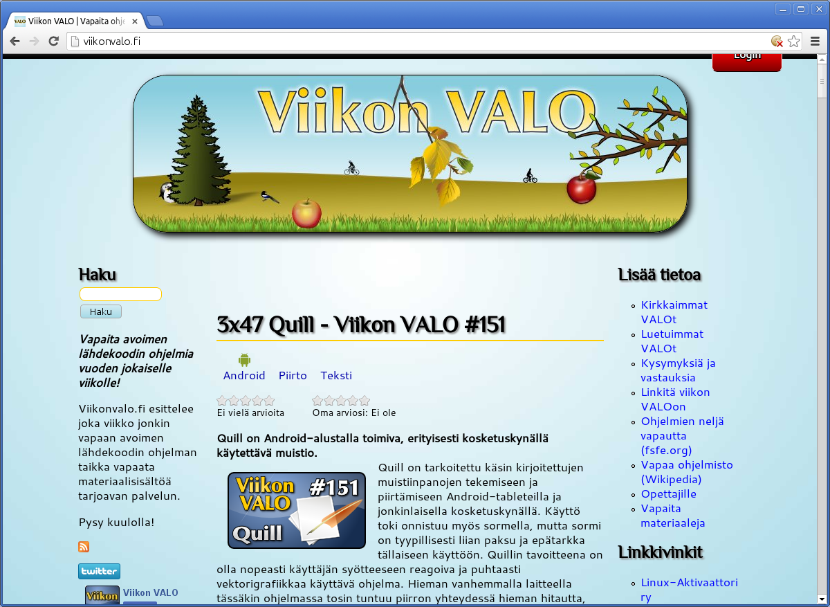 galleryimage:Chromium Viikon VALO-sivustolla.