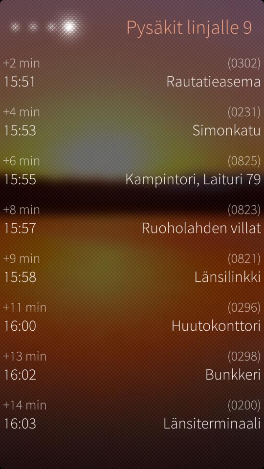 galleryimage:Reitin pysäkkikohtainenaikataulu