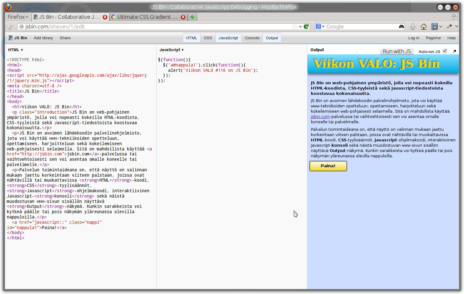 galleryimage:Javascriptillä voi luoda sivuuntoiminnallisuutta.
