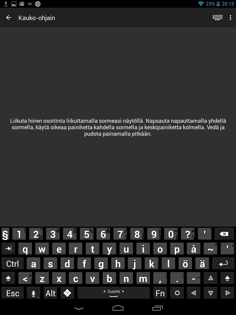 galleryimage:KDE Connect voi toimia tietokoneen hiiren ohjaimenalaattahiiren tapaan sekävirtuaalinäppäimistönä.