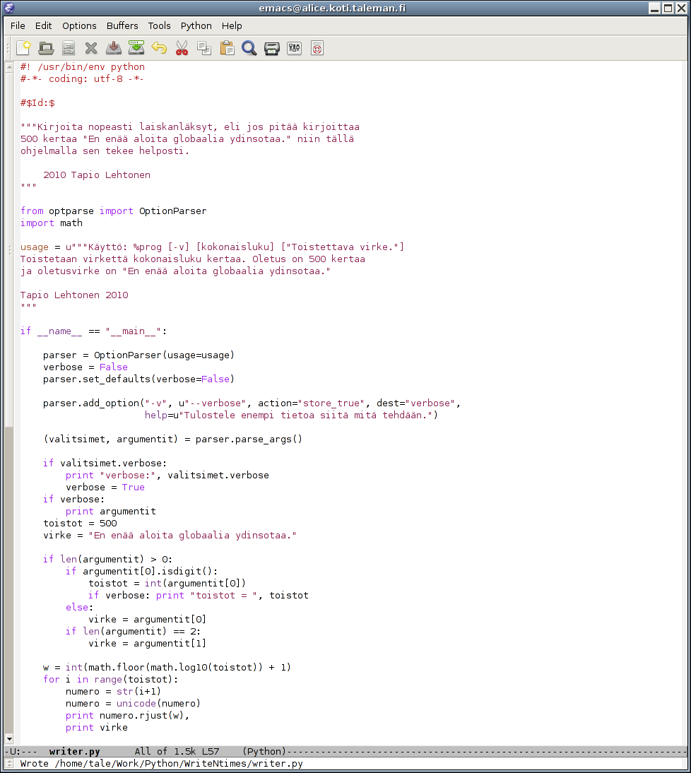 galleryimage:GNU Emacs muokkaaohjelmatiedostoa