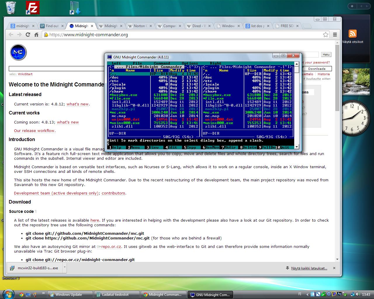 galleryimage:Midnight Commander ja WindowsVista