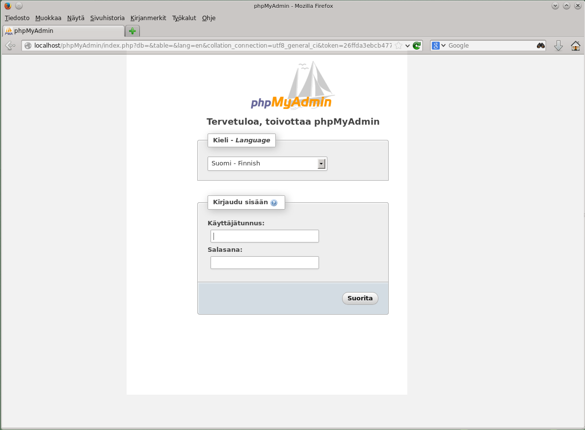 galleryimage:PhpMyAdminia voi käyttää suoraan MariaDB:nkanssa.