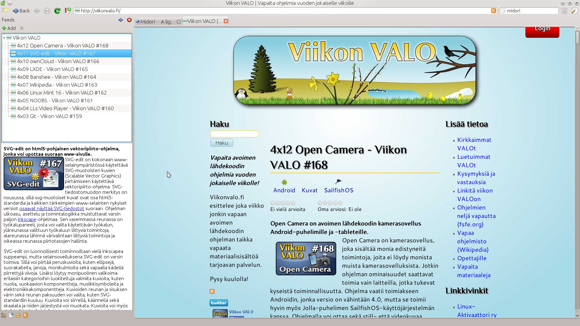 galleryimage:RSS-lukijalisäosaa voi käyttää RSS-virtojenseurantaan.