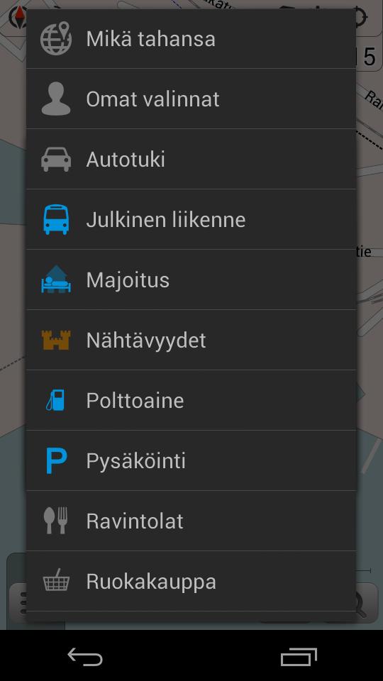 galleryimage:Kartalla näytettävät kiinnostavatkohteet.