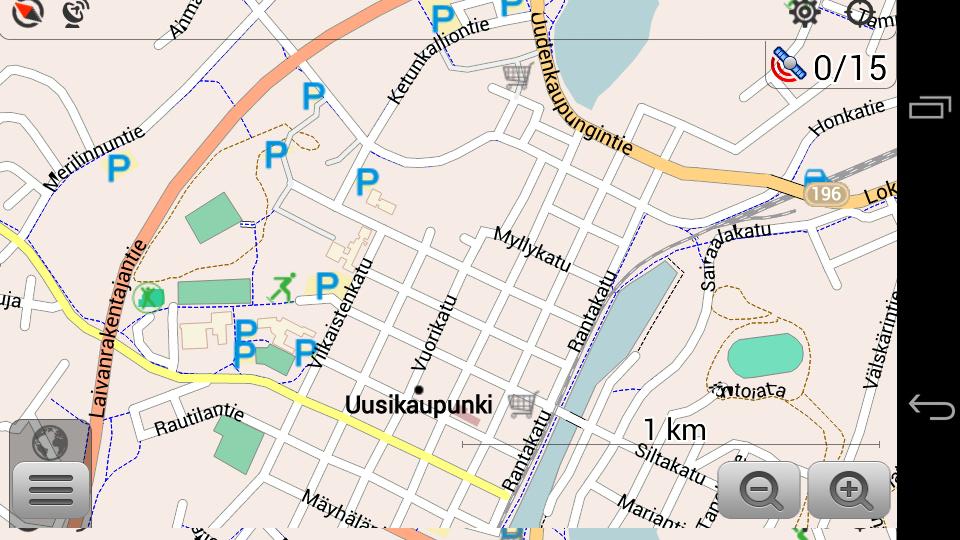 galleryimage:Yleinen karttanäkymä kompassin mukaansuunnattuna.
