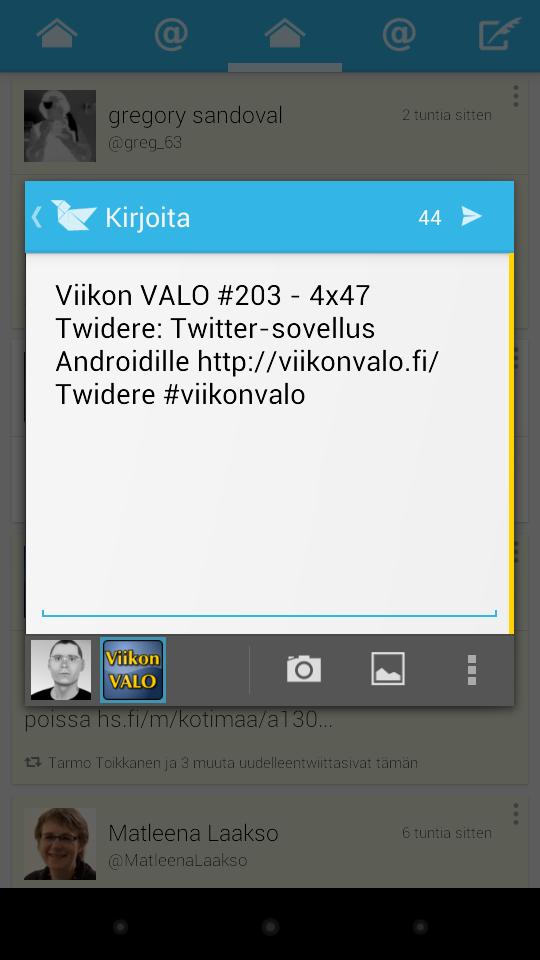 galleryimage:Viestiä kirjoittaessa voi valita yhden tai useammantilin joilta viestilähetetään.
