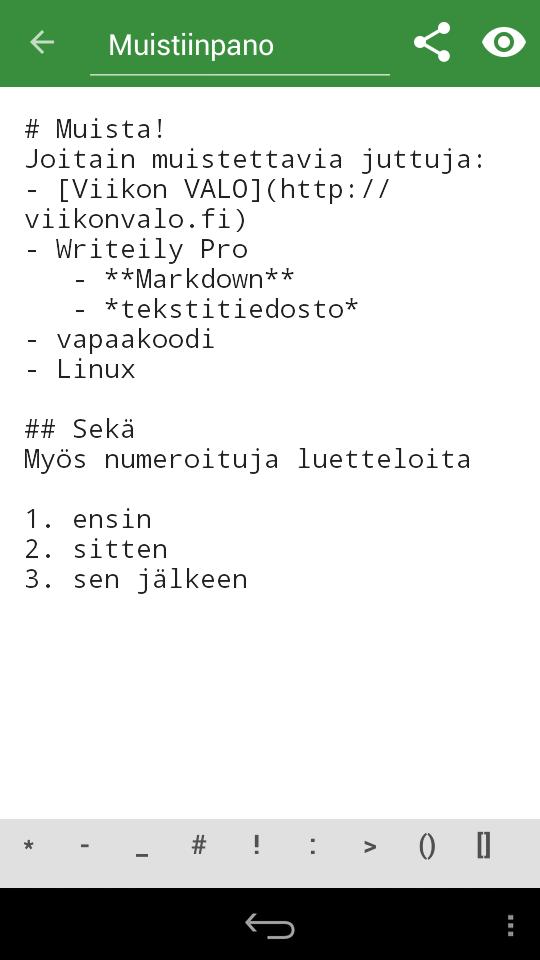 galleryimage:Muokkaustilassa käytetäänMarkdown-merkintöjä.