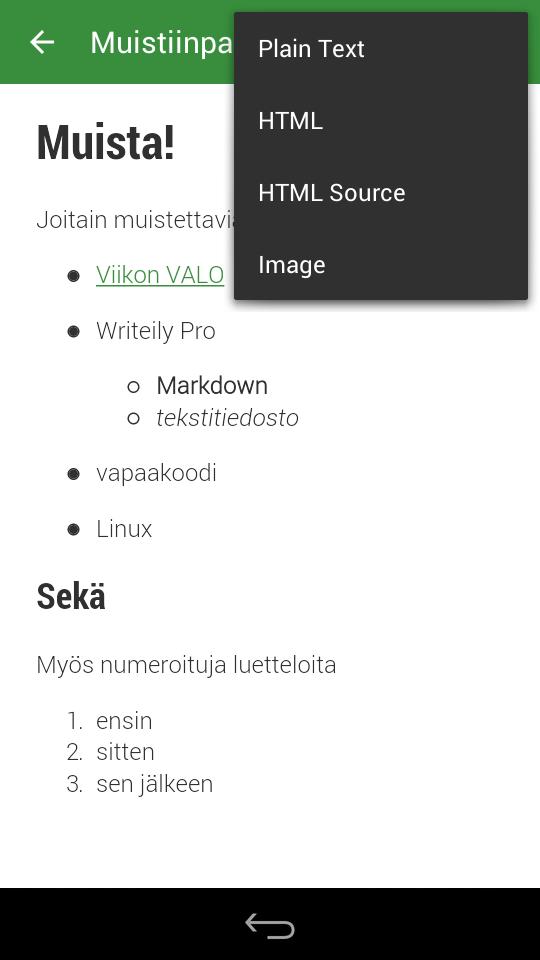 galleryimage:Jaa-toiminnolla tiedoston voi lähettää tai tallentaaeri keinoin erilaisissamuodoissa.